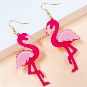 2/$20 Hot Pink Tropical 🌴 Flamingo 🦩 Earrings NEW